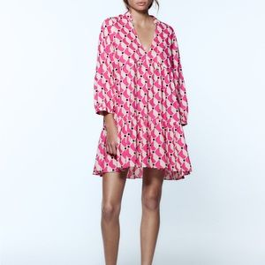 Zara Printed Pink Shirt Dress